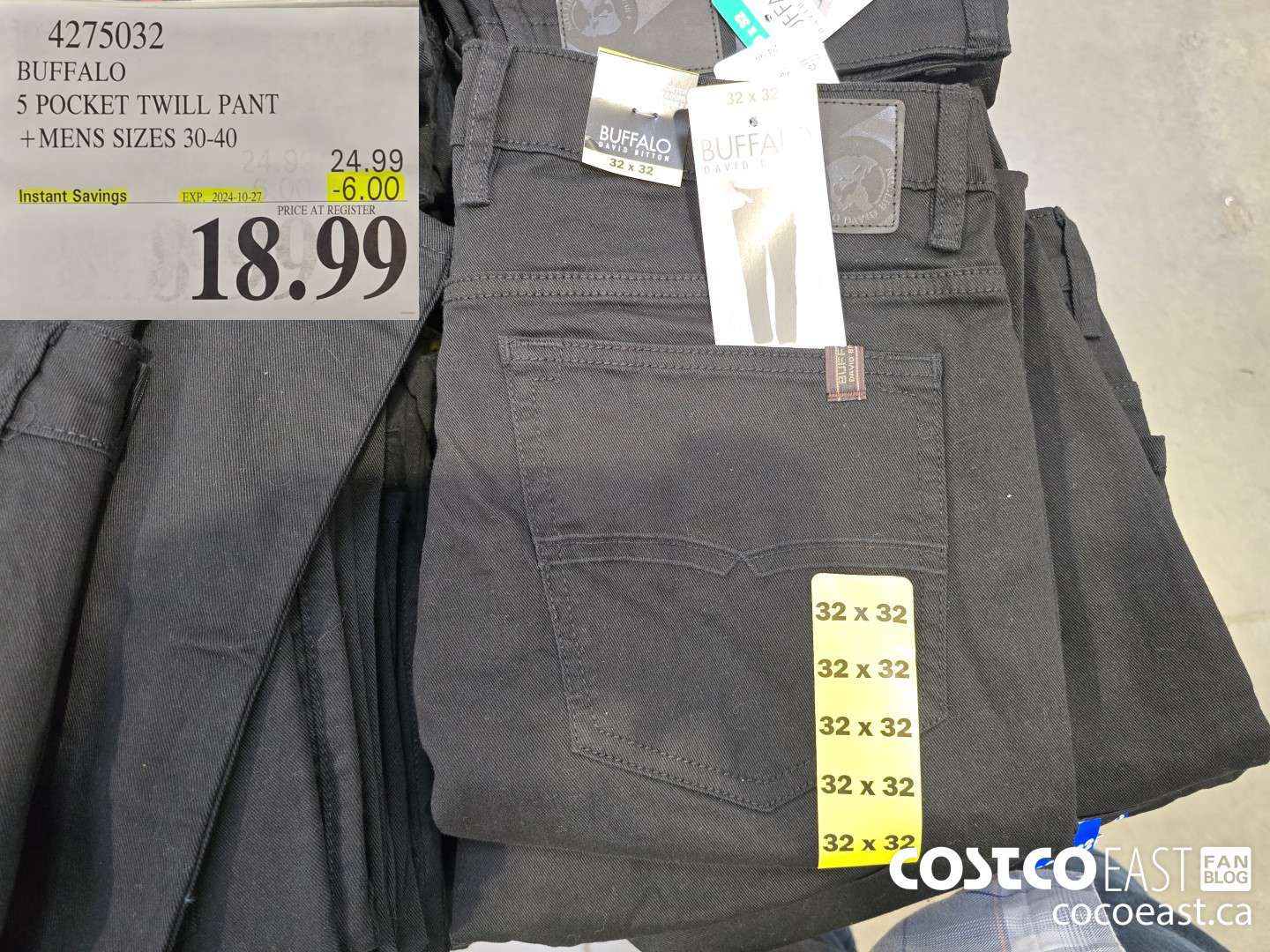 4275032 BUFFALO 5 POCKET TWILL PANT +MENS SIZES 30-40 ($6.00 INSTANT SAVINGS EXPIRES ON 2024-10-27) $18.99