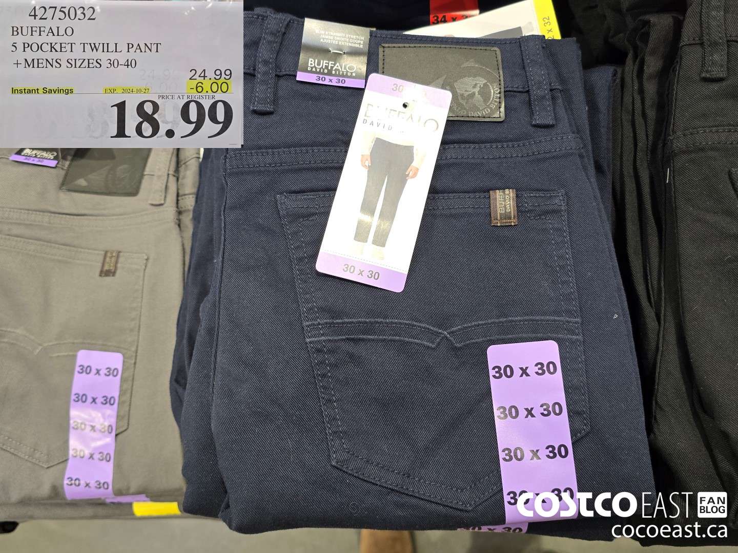 4275032 BUFFALO 5 POCKET TWILL PANT +MENS SIZES 30-40 ($6.00 INSTANT SAVINGS EXPIRES ON 2024-10-27) $18.99