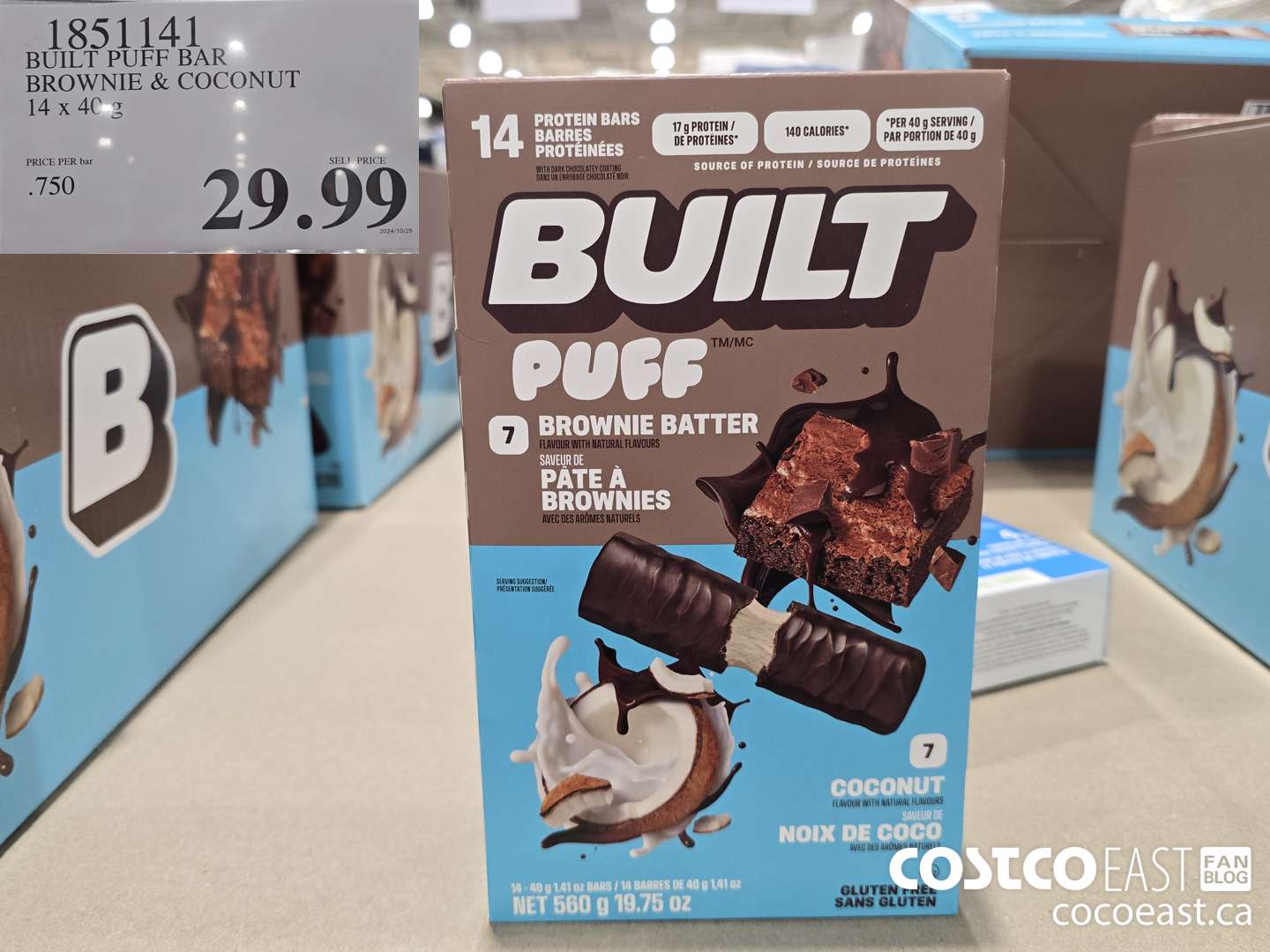 1851141 BUILT PUFF BAR BROWNIE & COCONUT 14 x 40 G $29.99