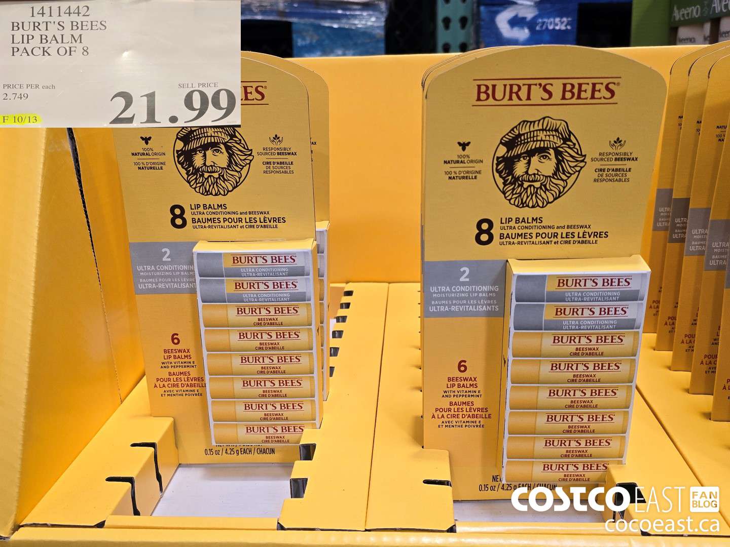 1411442 BURT'S BEES LIP BALM - PACK OF 8 $21.99