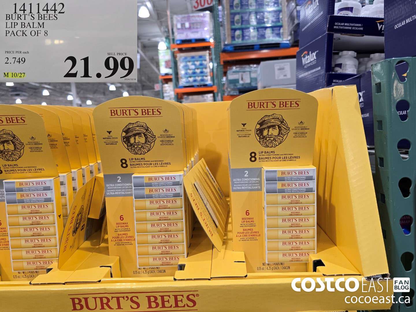 1411442 BURT'S BEES LIP BALM - PACK OF 8 $21.99