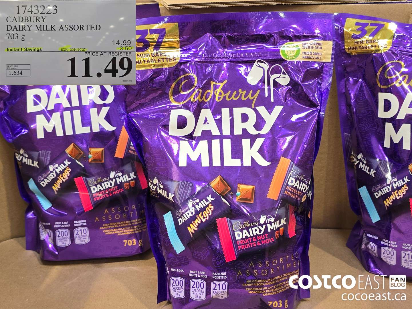 1743223 CADBURY DAIRY MILK ASSORTED 703 g ($3.50 INSTANT SAVINGS EXPIRES ON 2024-10-27) $11.49