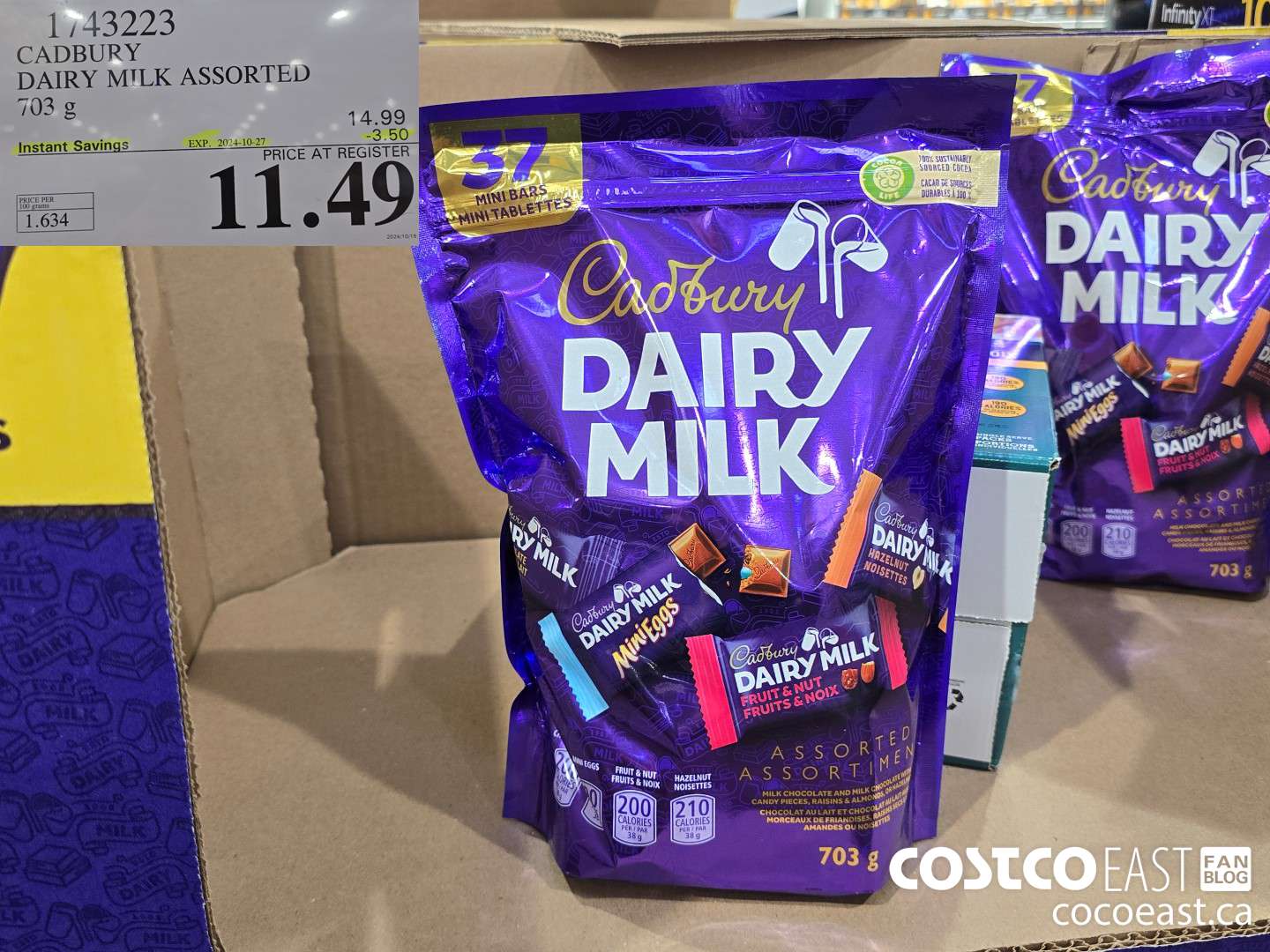1743223 CADBURY DAIRY MILK ASSORTED 703 g ($3.50 INSTANT SAVINGS EXPIRES ON 2024-10-27) $11.49