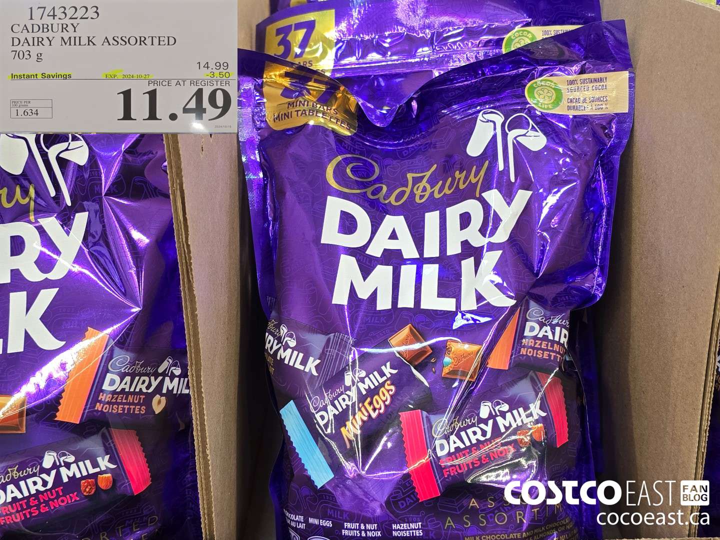 1743223 CADBURY DAIRY MILK ASSORTED 703 g ($3.50 INSTANT SAVINGS EXPIRES ON 2024-10-27) $11.49