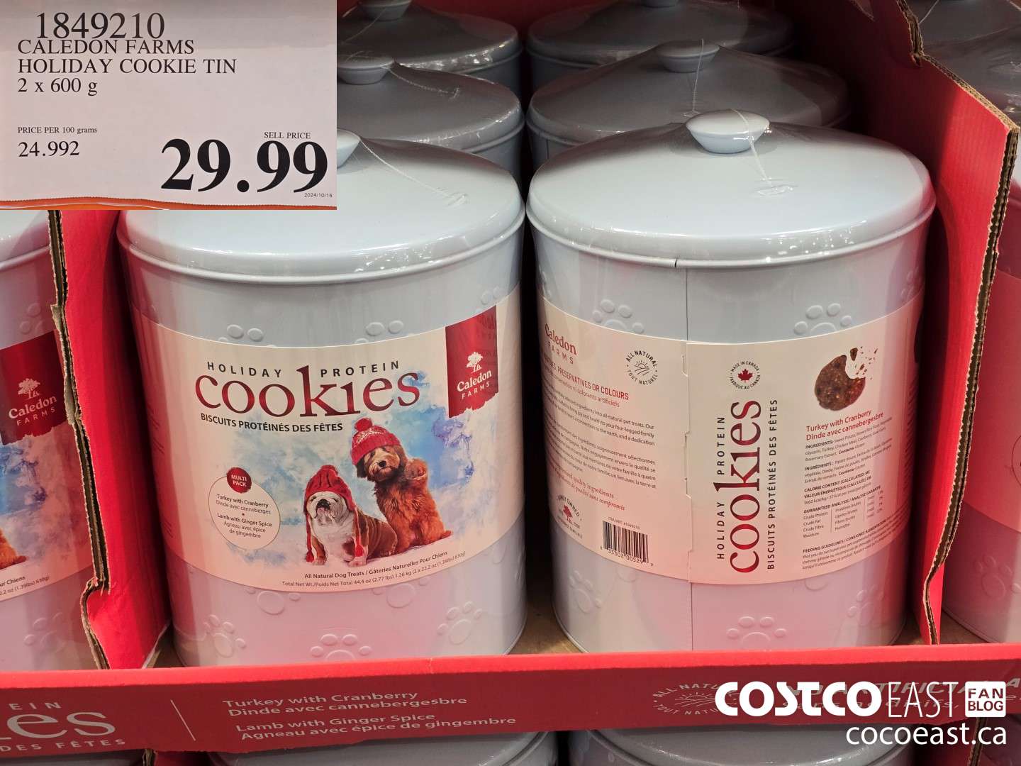 1849210 CALEDON FARMS HOLIDAY COOKIE TIN 2 x 600 g $29.99