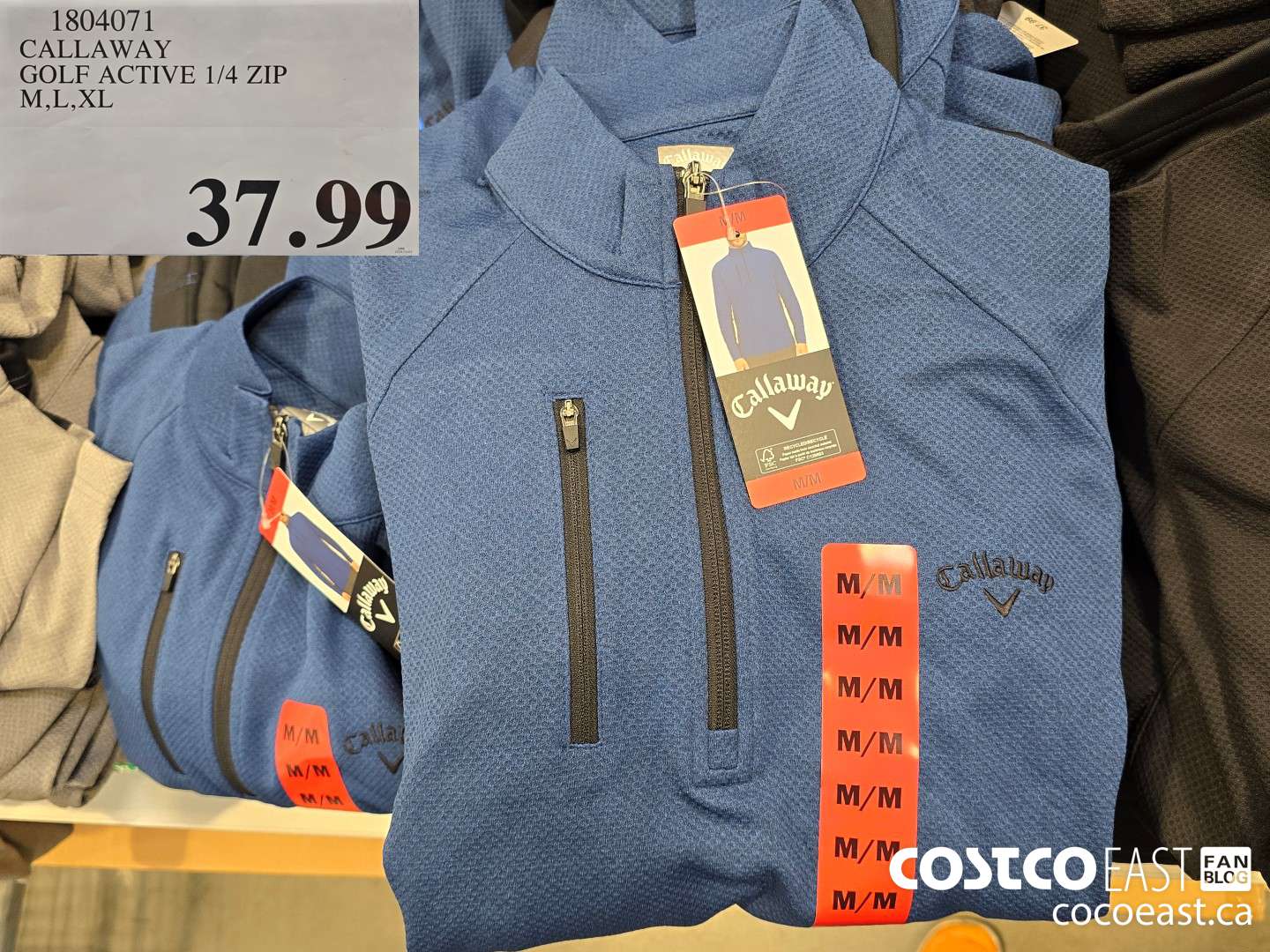 1804071 CALLAWAY GOLF ACTIVE 1/4 ZIP M,L,XL $37.99