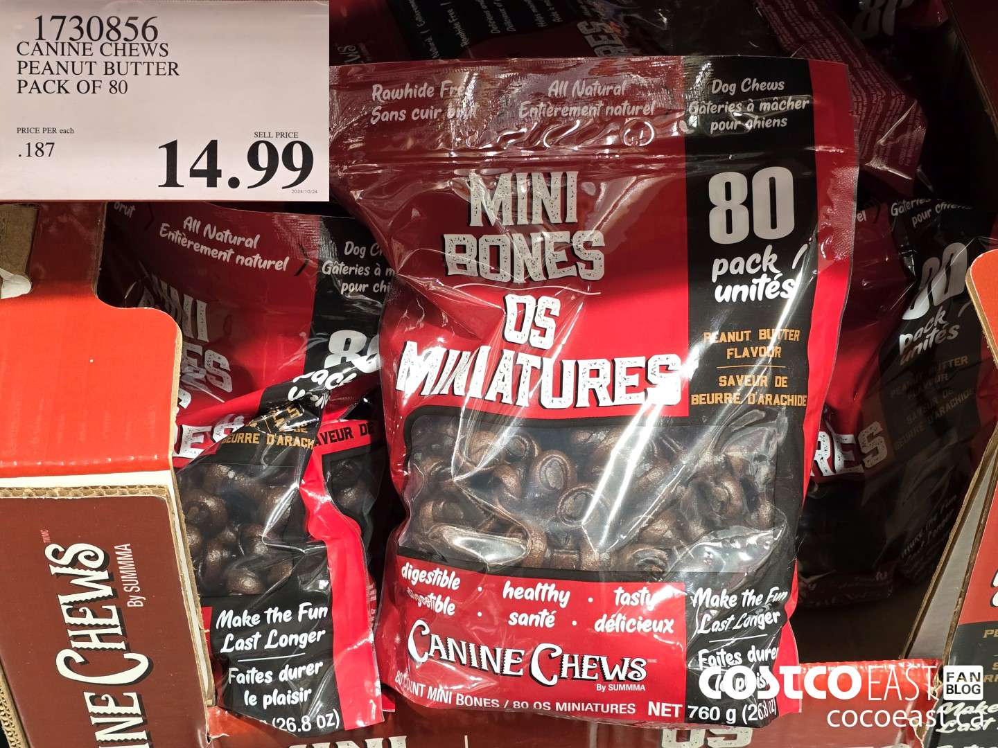 1730856 CANINE CHEWS PEANUT BUTTER PACK OF 80 $14.99