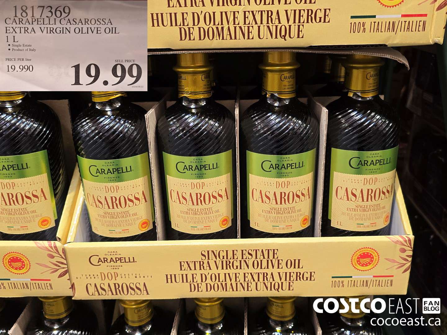 1817369 CARAPELLI CASAROSSA EXTRA VIRGIN OLIVE OIL 1 L $19.99