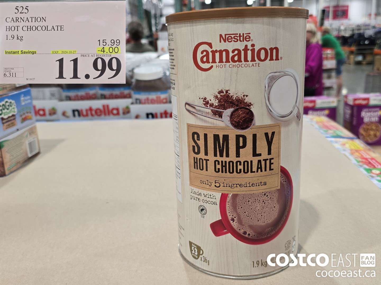 525 CARNATION HOT CHOCOLATE 1.9 KG ($4.00 INSTANT SAVINGS EXPIRES ON 2204-10-27) $11.99