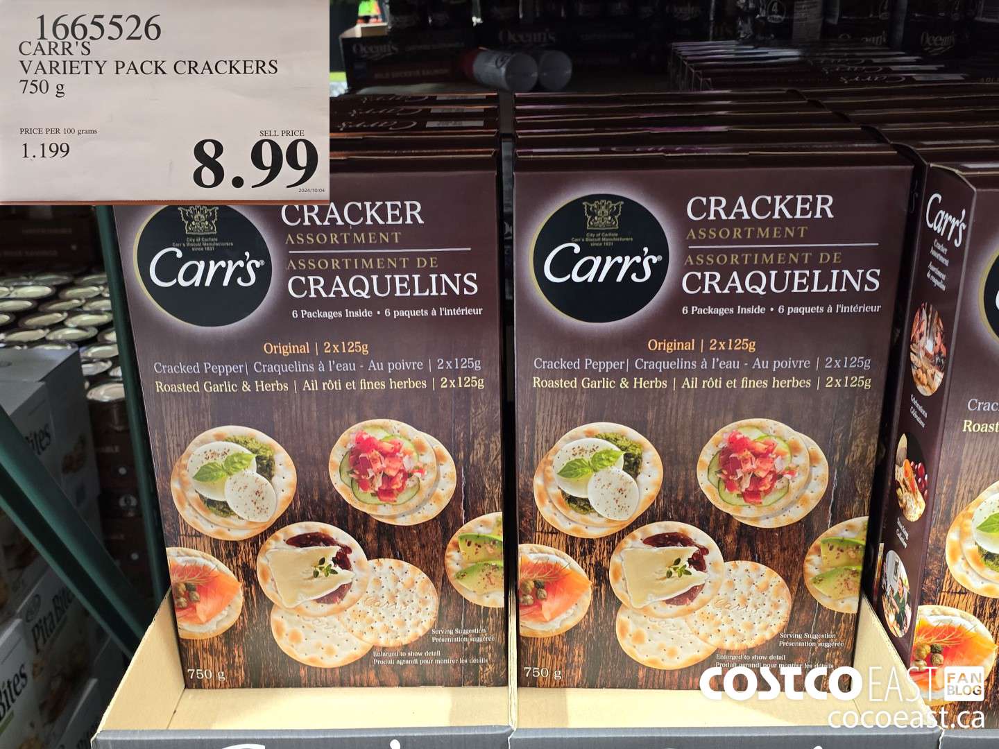 1665526 CARR'S VARIETY PACK CRACKERS 750 G $8.99