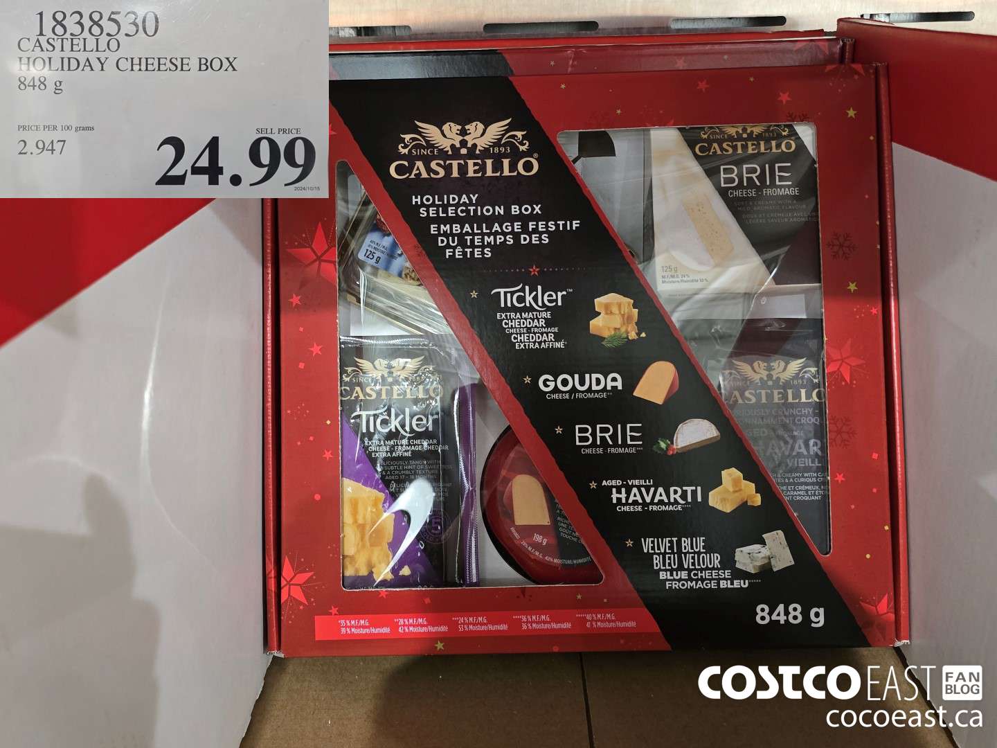 1838530 CASTELLO HOLIDAY CHEESE BOX 848 g $24.99