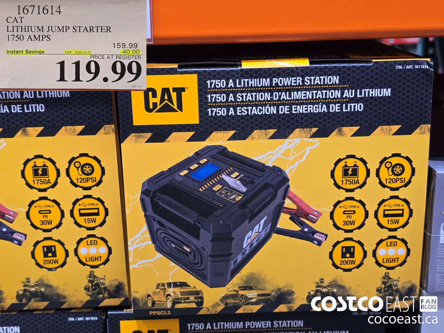 1671614 CAT LITHIUM JUMP STARTER 1750 AMPS ($40.00 INSTANT SAVINGS EXPIRES ON 2024-10-27) $119.99