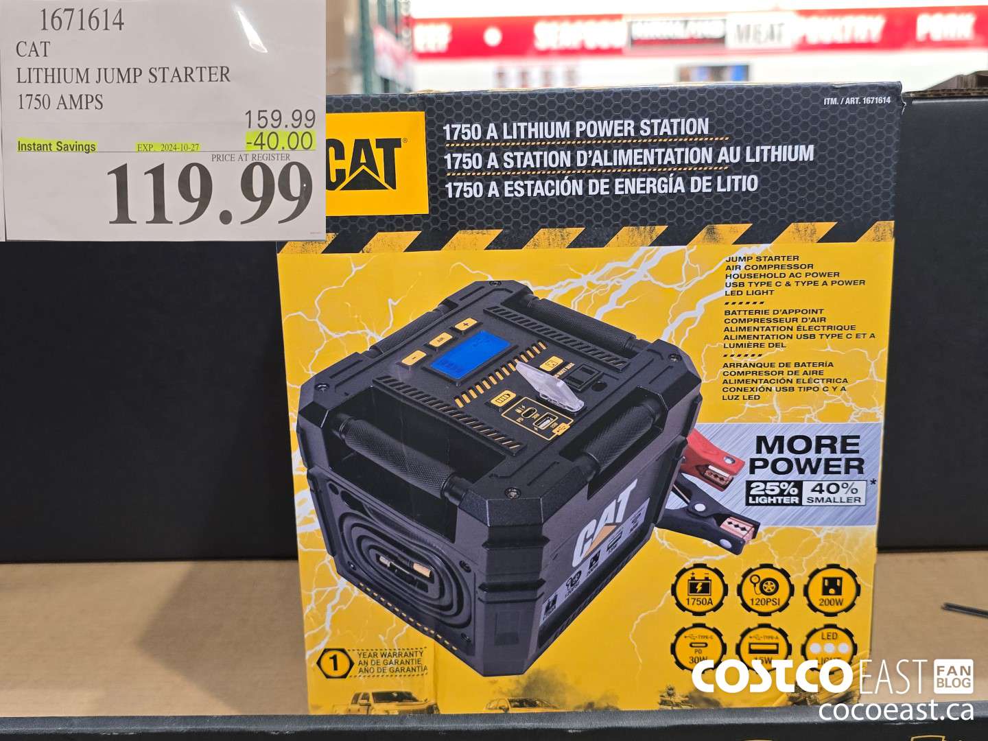 1671614 CAT LITHIUM JUMP STARTER 1750 AMPS ($40.00 INSTANT SAVINGS EXPIRES ON 2024-10-27) $119.99