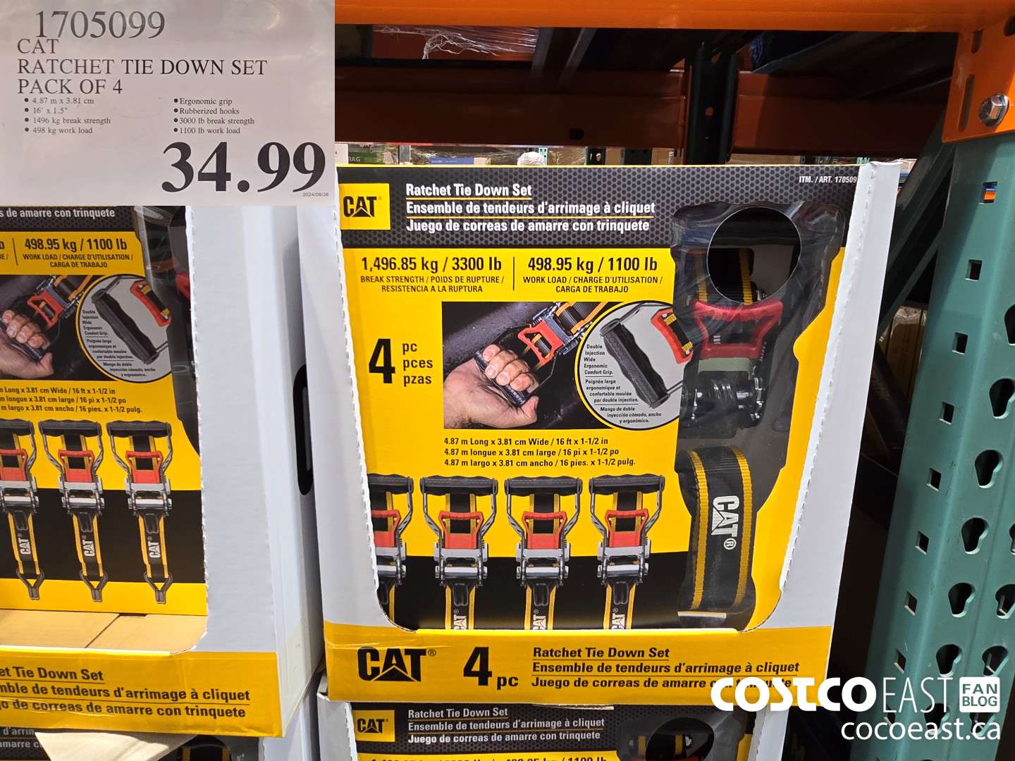 1705099 CAT RATCHET TIE DOWN SET PACK OF 4 $34.99