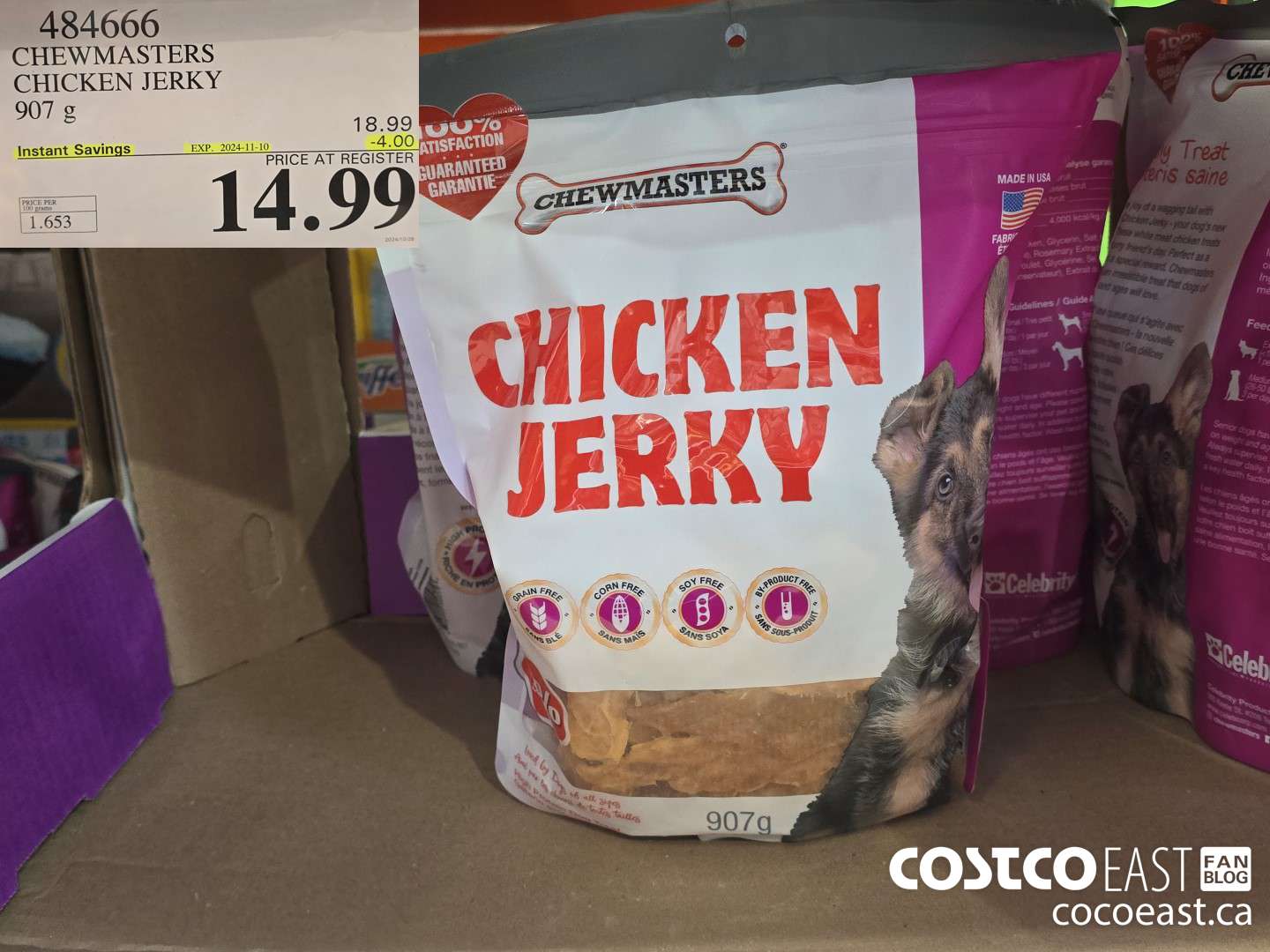 484666 CELEBRITY CHICKEN JERKY 907 G ($4.00 INSTANT SAVINGS EXPIRES ON 2024-11-10) $14.99