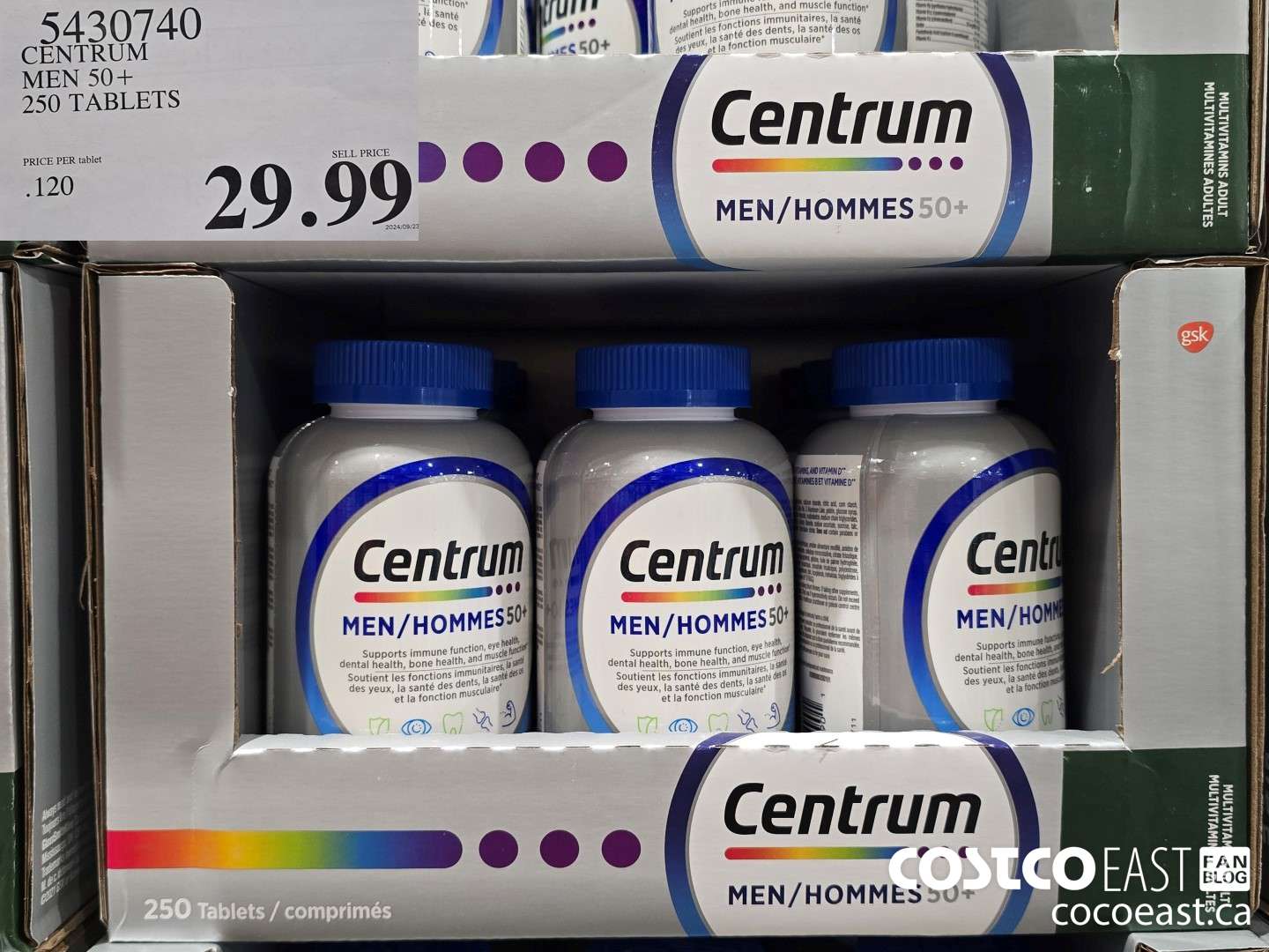 5430740 CENTRUM MEN 50+ 250 TABLETS $29.99