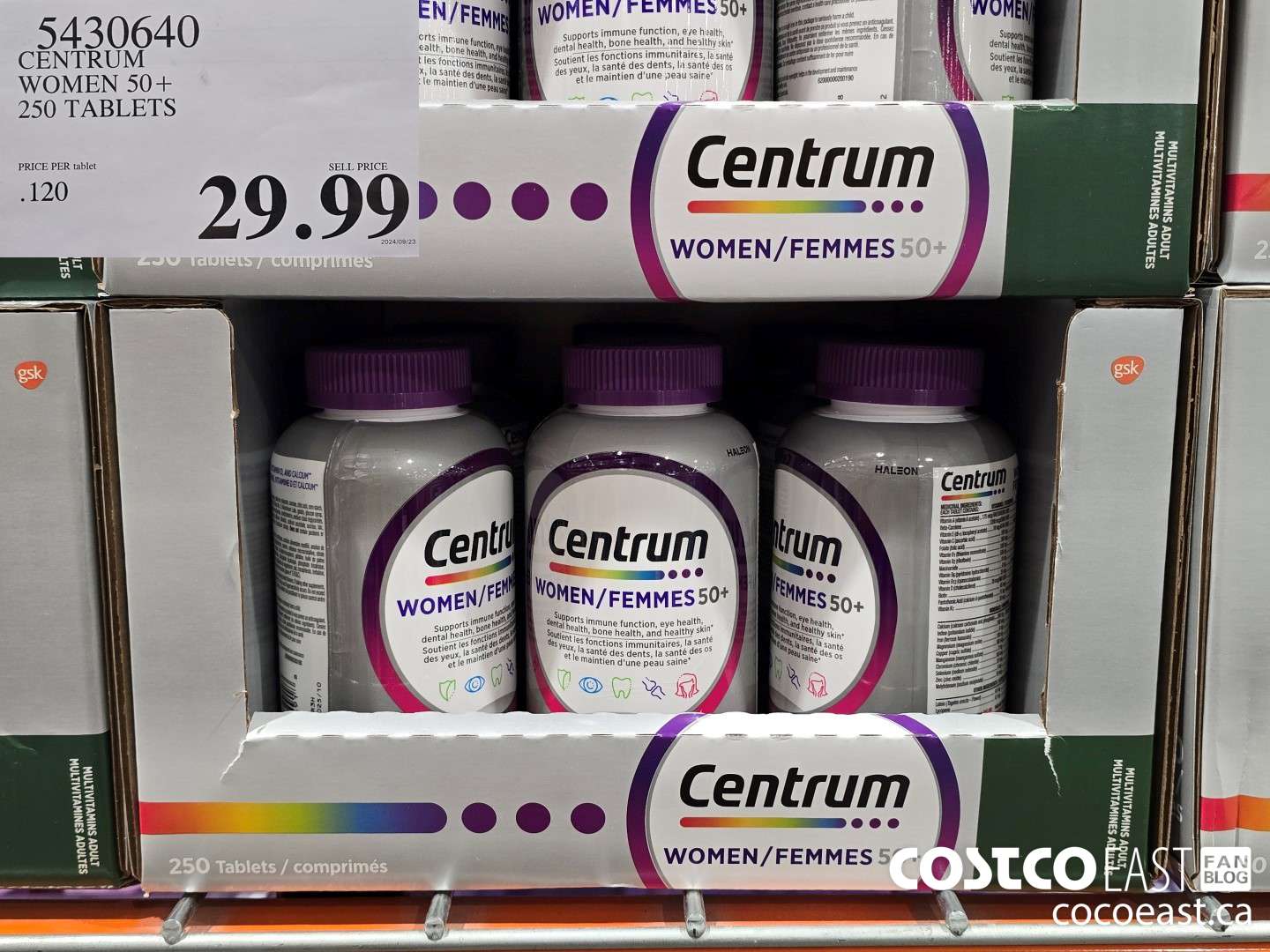 5430640 CENTRUM WOMEN 50+ 250 TABLETS $29.99