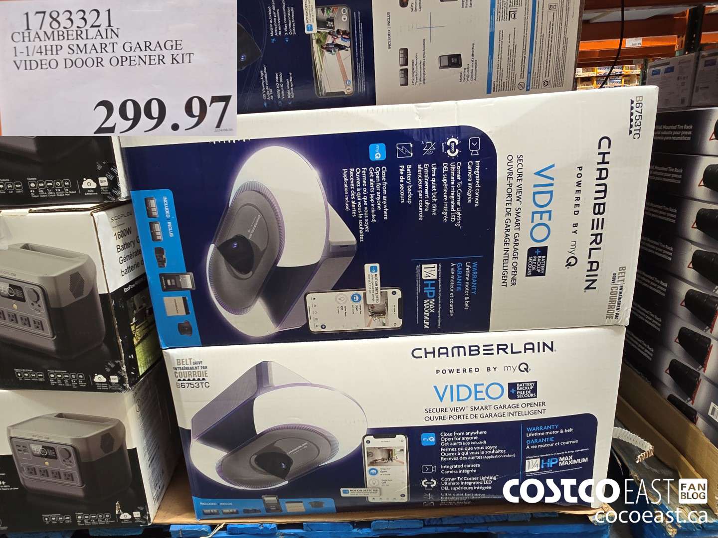 1783321 CHAMBERLAIN 1-1/4HP SMART GARAGE VIDEO DOOR OPENER KIT $299.97