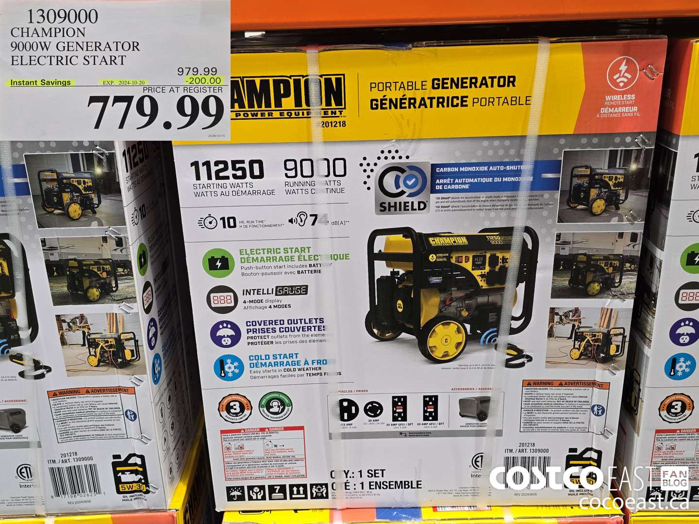 1309000 CHAMPION 9000W GENERATOR ELECTRIC START ($200.00 INSTANT SAVINGS EXPIRES ON 2024-10-20) $779.99