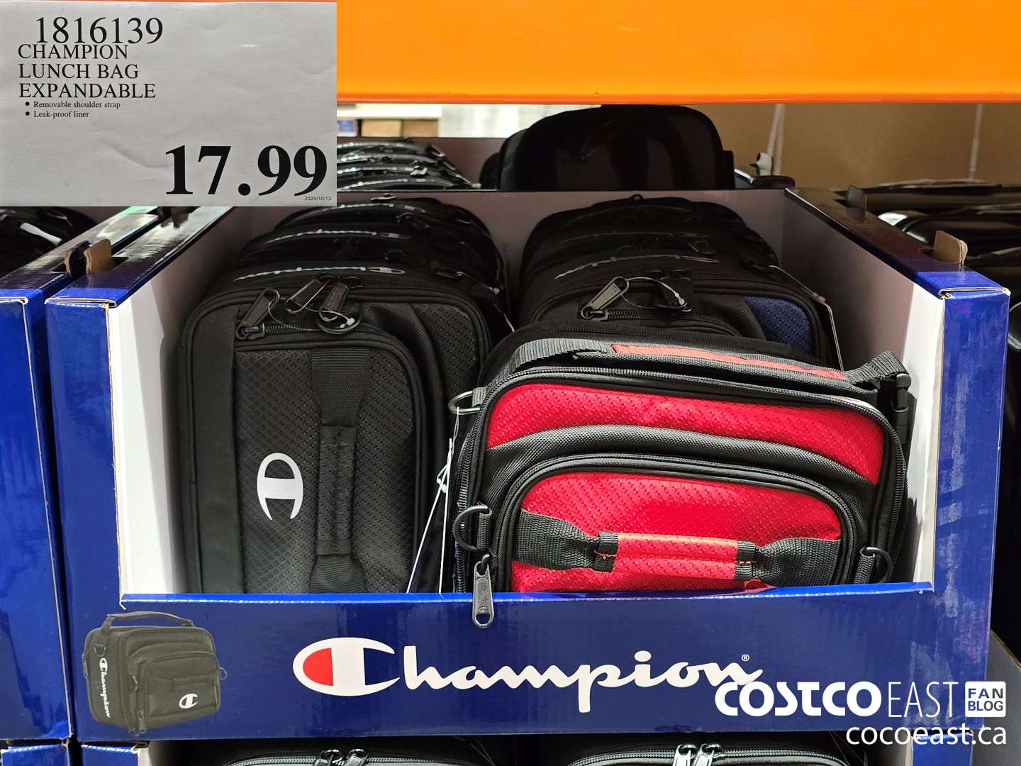 1816139 CHAMPION LUNCH BAG EXPANDABLE $17.99