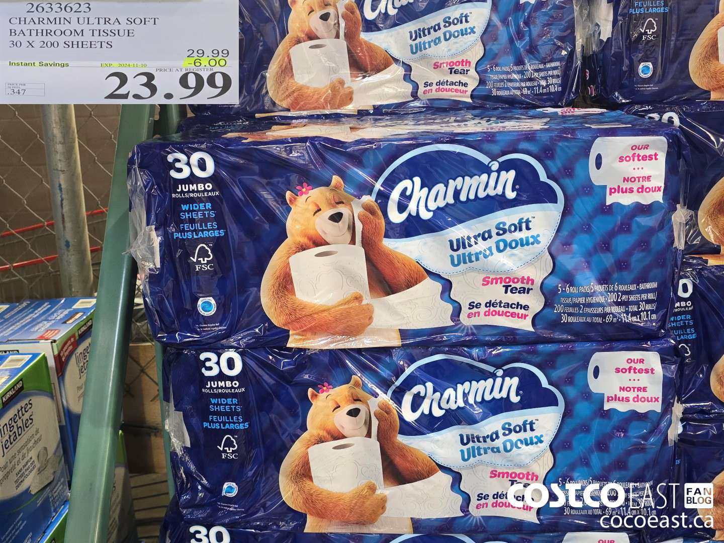 2633623 CHARMIN ULTRA SOFT BATHROOM TISSUE 30 X 200 SHEETS ($6.00 INSTANT SAVINGS EXPIRES ON 2024-11-10) $23.99
