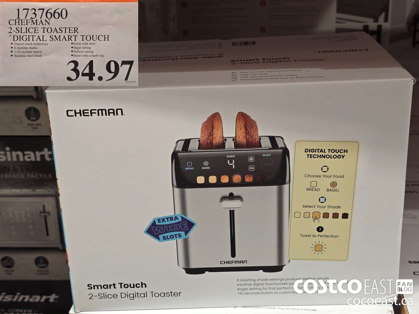 1737660 CHEFMAN 2-SLICE TOASTER ‘DIGITAL SMART TOUCH $34.97