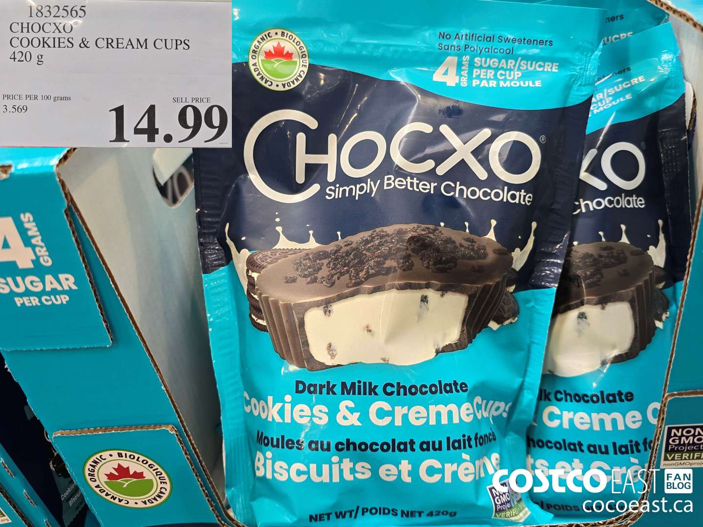 1832565 CHOCXO COOKIES & CREAM CUPS 420 g $14.99