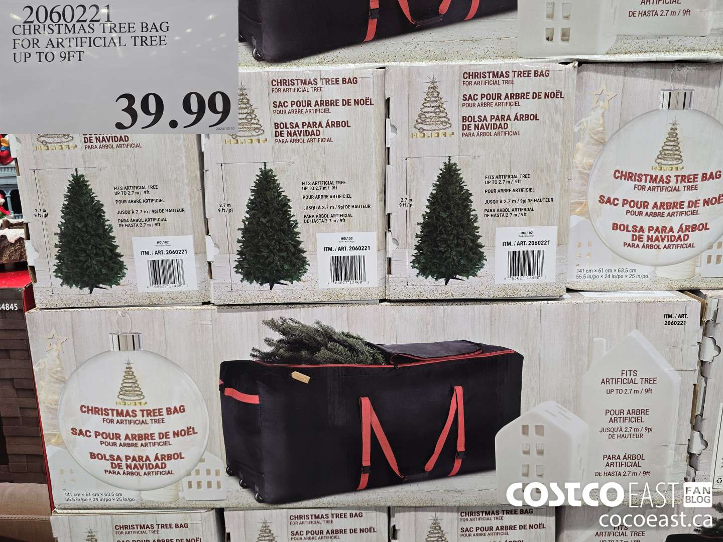 2060221 CHRISTMAS TREE BAG FOR ARTIFICIAL TREE UP TO 9FT $39.99