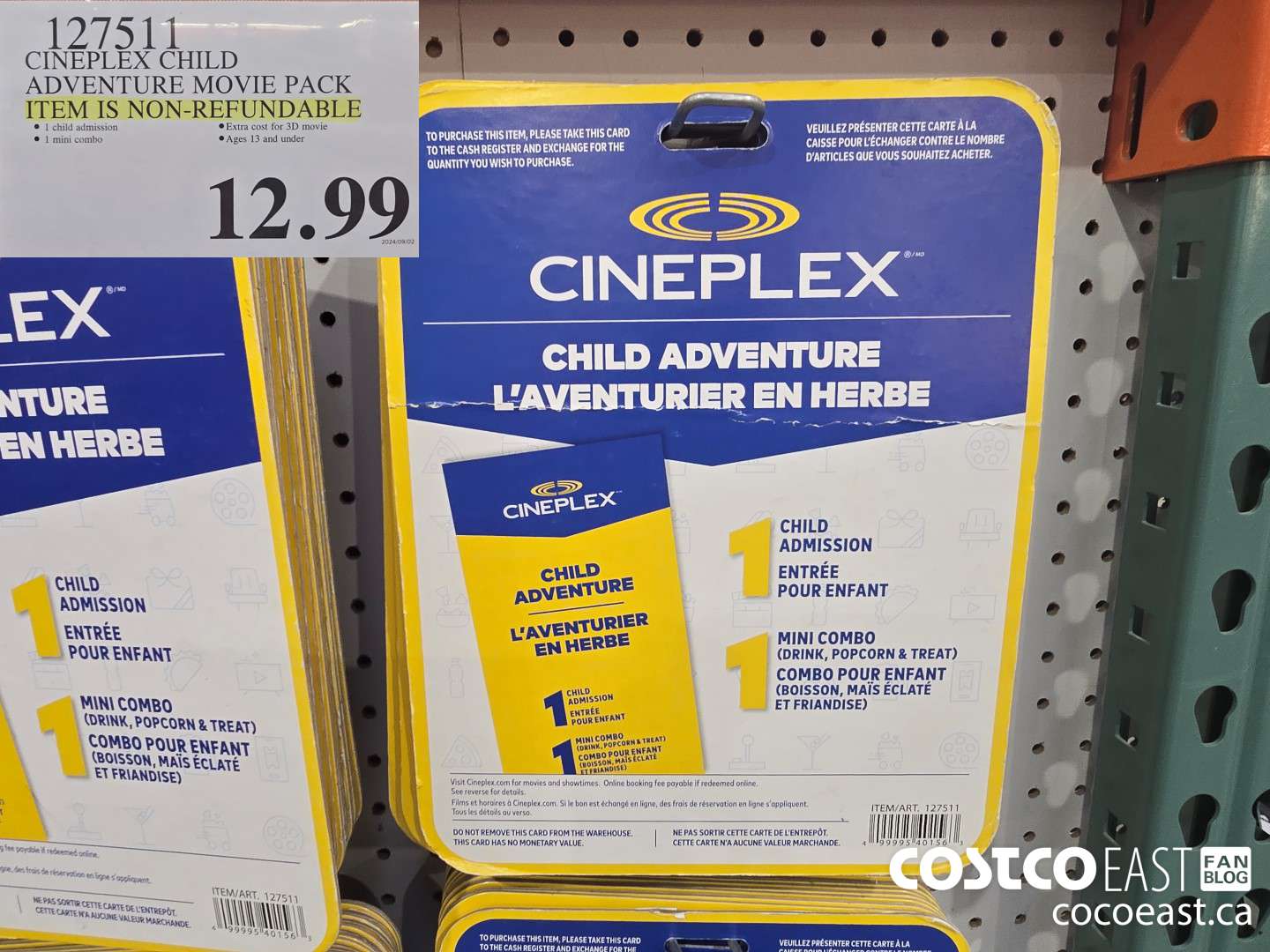 127511 CINEPLEX CHILD ADVENTURE CHILD MOVIE PACK THIS ITEM IS NON-REFUNDABLE $12.99