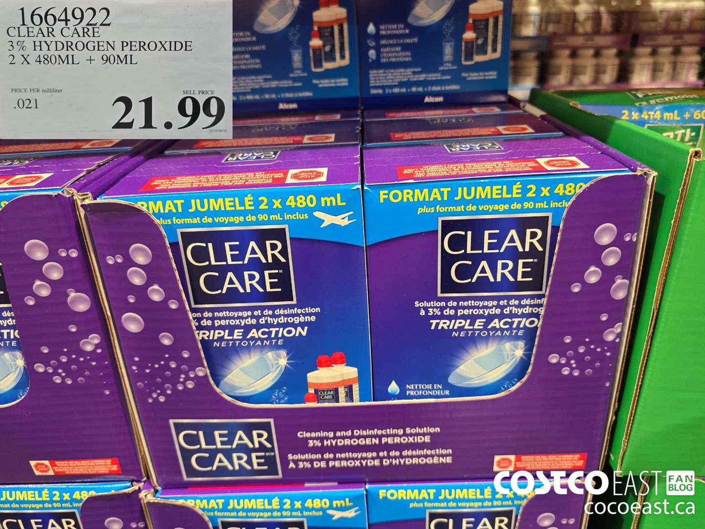 1664922 CLEAR CARE 3% HYDROGEN PEROXIDE 2 X 480ML + 90ML $21.99