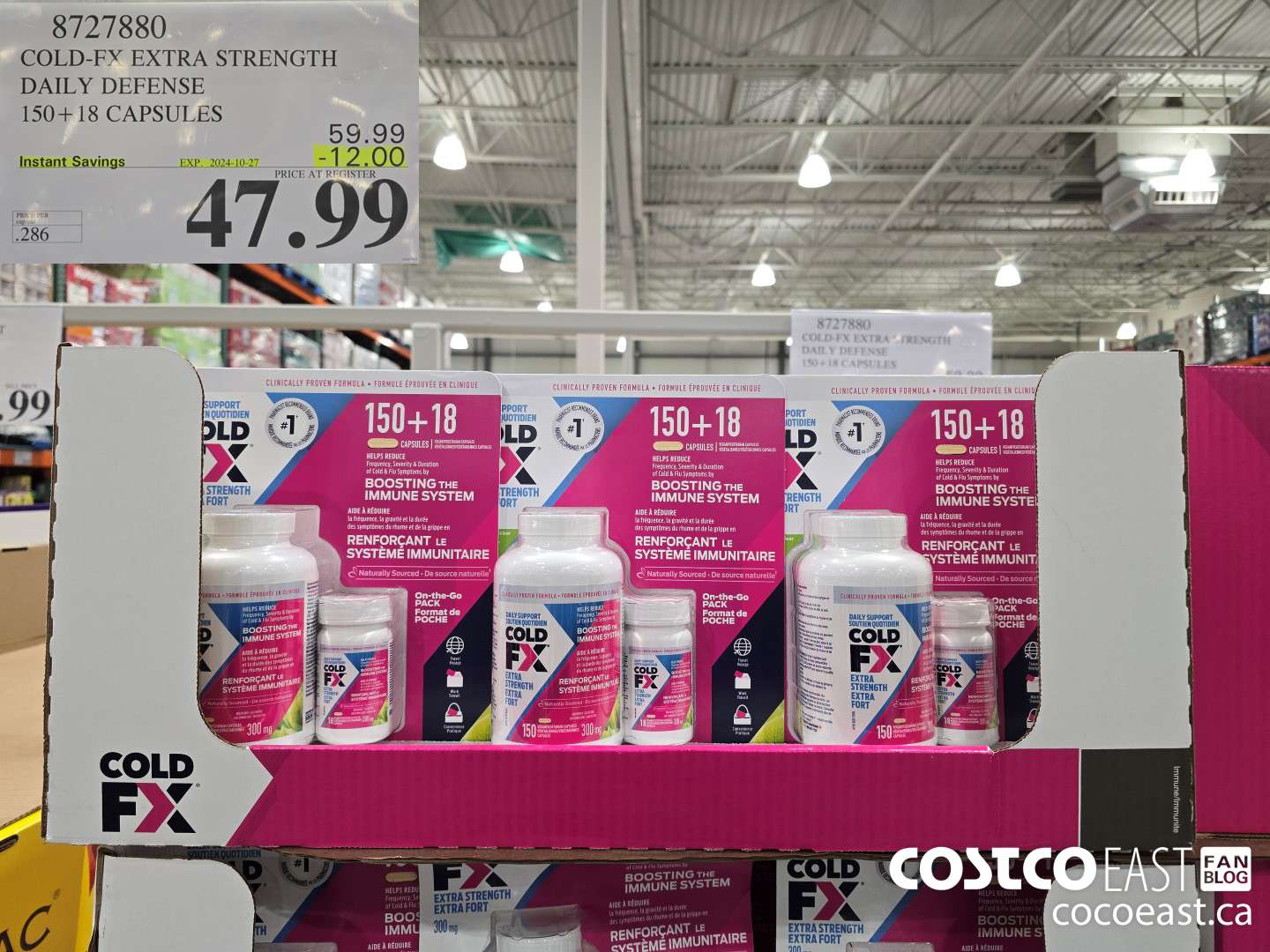 8727880 COLD-FX EXTRA STRENGTH DAILY DEFENSE 150 + 18 CAPSULES ($12.00 INSTANT SAVINGS EXPIRES ON 2024-10-27) $47.99