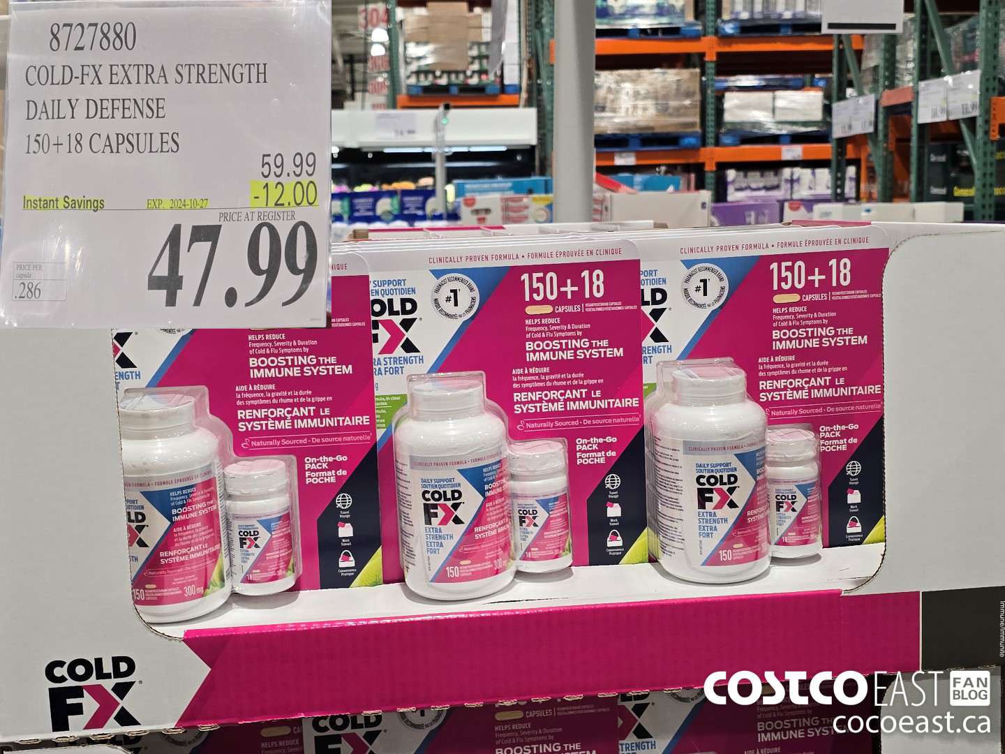 8727880 COLD-FX EXTRA STRENGTH DAILY DEFENSE 150 + 18 CAPSULES ($12.00 INSTANT SAVINGS EXPIRES ON 2024-10-27) $47.99