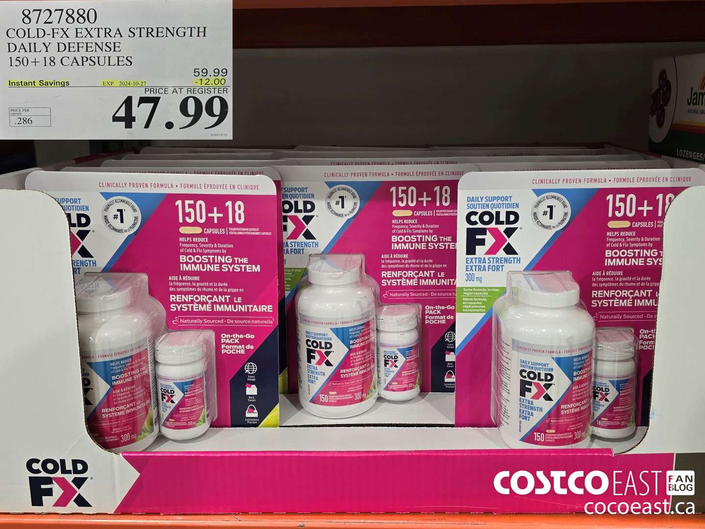 8727880 COLD-FX EXTRA STRENGTH DAILY DEFENSE 150 + 18 CAPSULES ($12.00 INSTANT SAVINGS EXPIRES ON 2024-10-27) $47.99