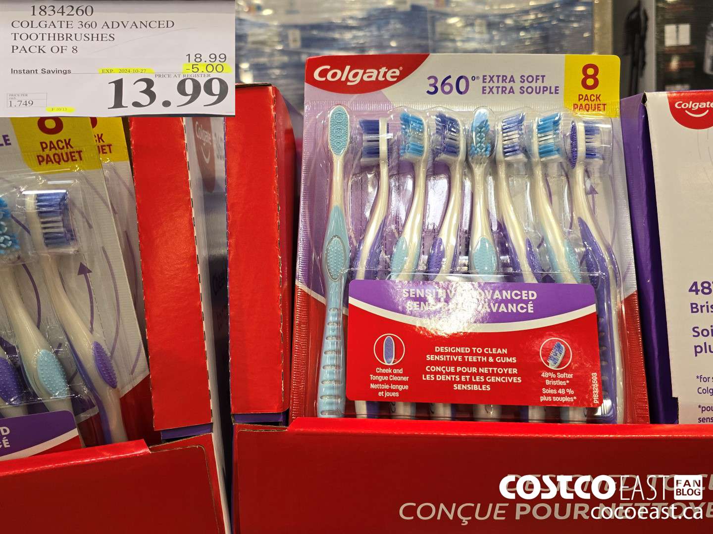 1834260 COLGATE 360 ADVANCED TOOTHBRUSHES PACK OF 8 ($5.00 INSTANT SAVINGS EXPIRES ON 2024-10-27) $13.99