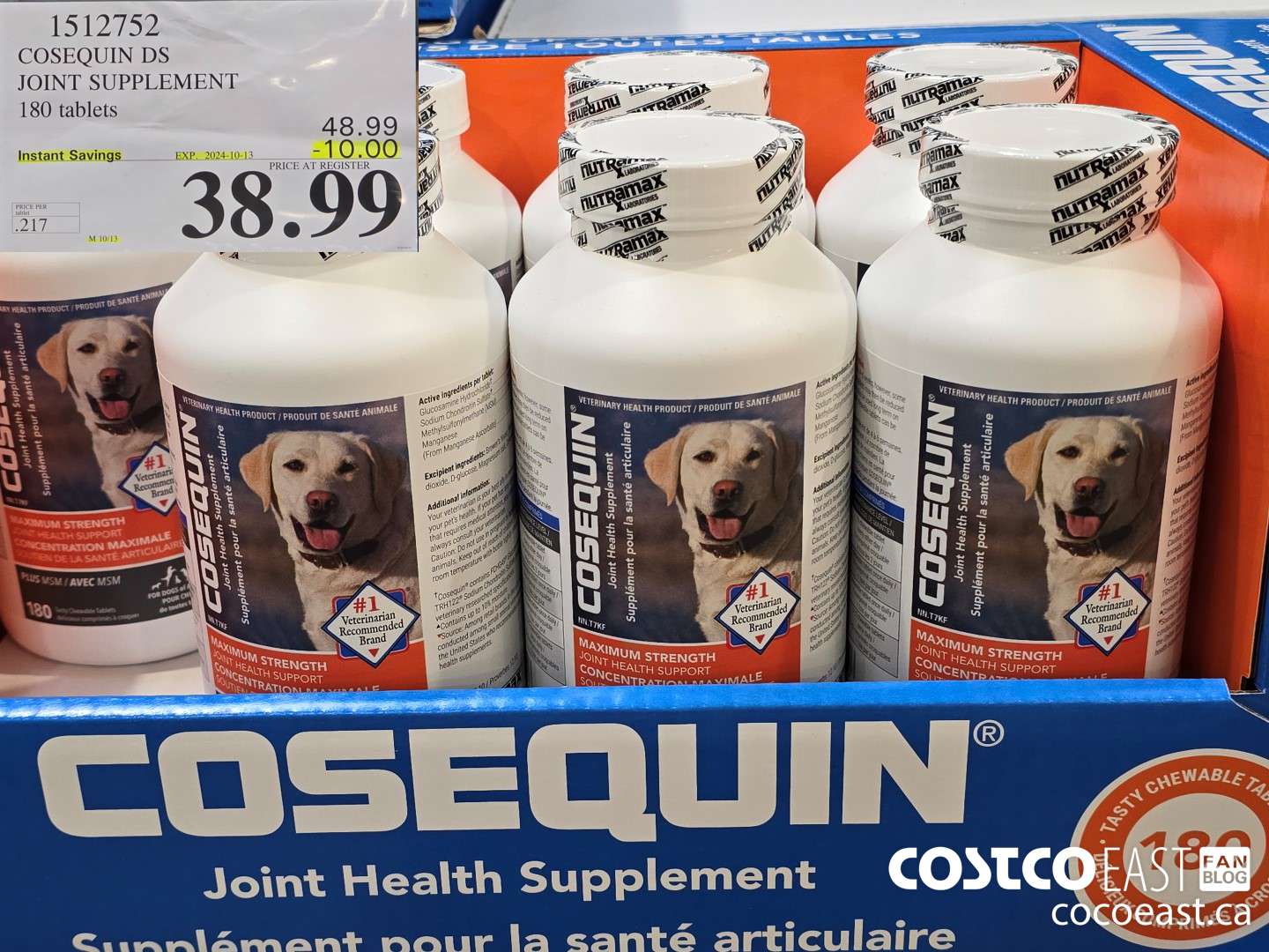 1512752 COSEQUIN DS JOINT SUPPLEMENT 180 TABLETS ($10.00 INSTANT SAVINGS EXPIRES ON 2024-10-13) $38.99