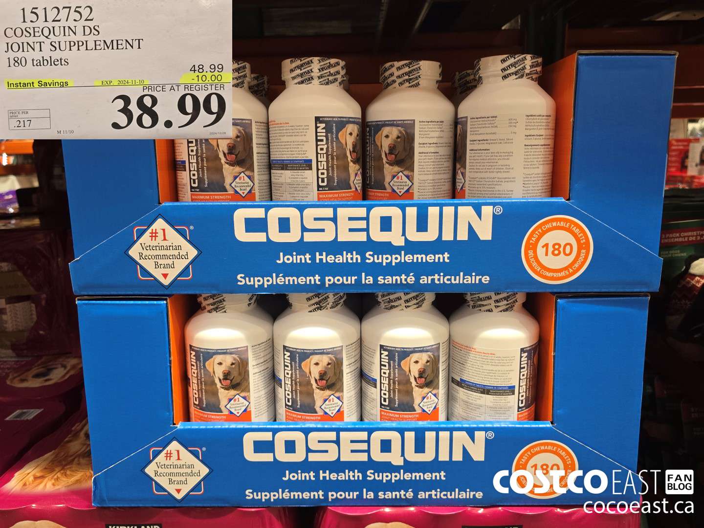 1512752 COSEQUIN DS JOINT SUPPLEMENT 180 TABLETS ($10.00 INSTANT SAVINGS EXPIRES ON 2024-11-10) $38.99