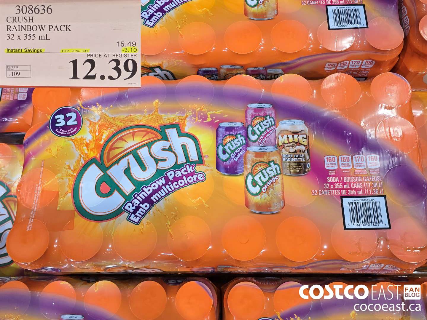 308636 CRUSH RAINBOW PACK 32 X 355 ML ($3.10 INSTANT SAVINGS EXPIRES ON 2024-10-13) $12.39