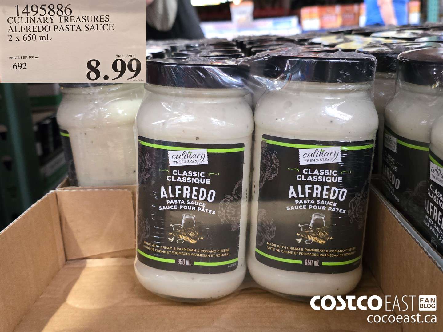 1495886 CULINARY TREASURES ALFREDO PASTA SAUCE 2 x 650 mL $8.99
