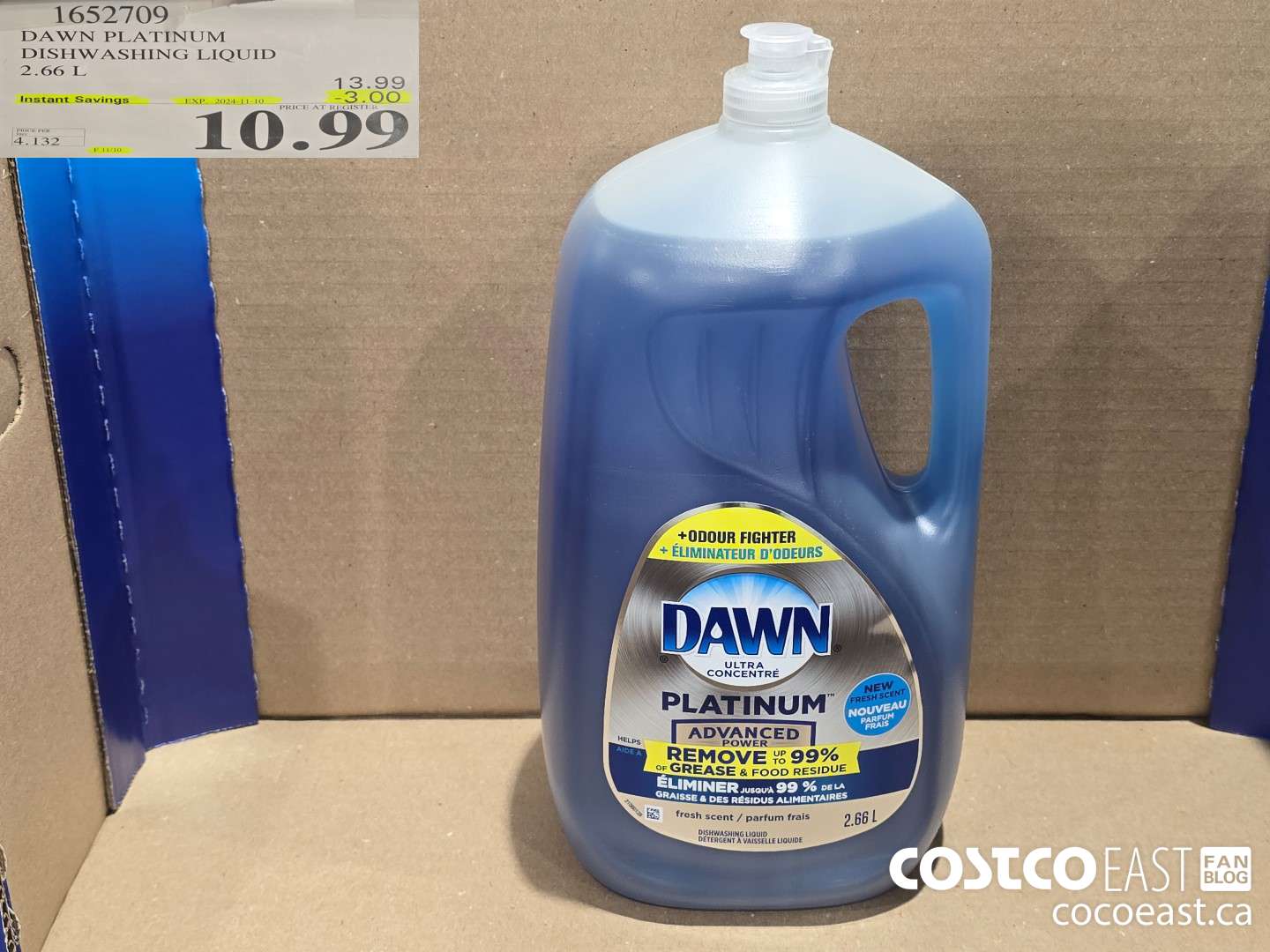 1652709 DAWN PLATINUM DISHWASHER LIQUID 2.66L ($3.00 INSTANT SAVINGS EXPIRES ON 2024-11-10) $10.99