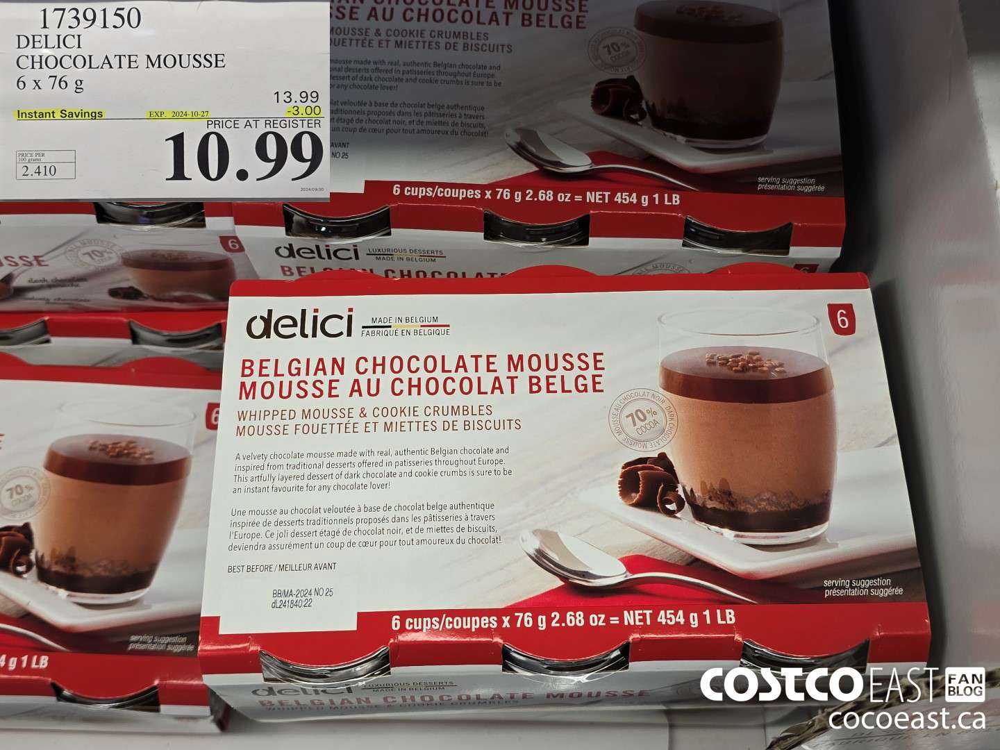 1739150 DELICI CHOCOLATE MOUSSE 6 x 76 G ($3.00 INSTANT SAVINGS EXPIRES ON 2024-10-27) $10.99