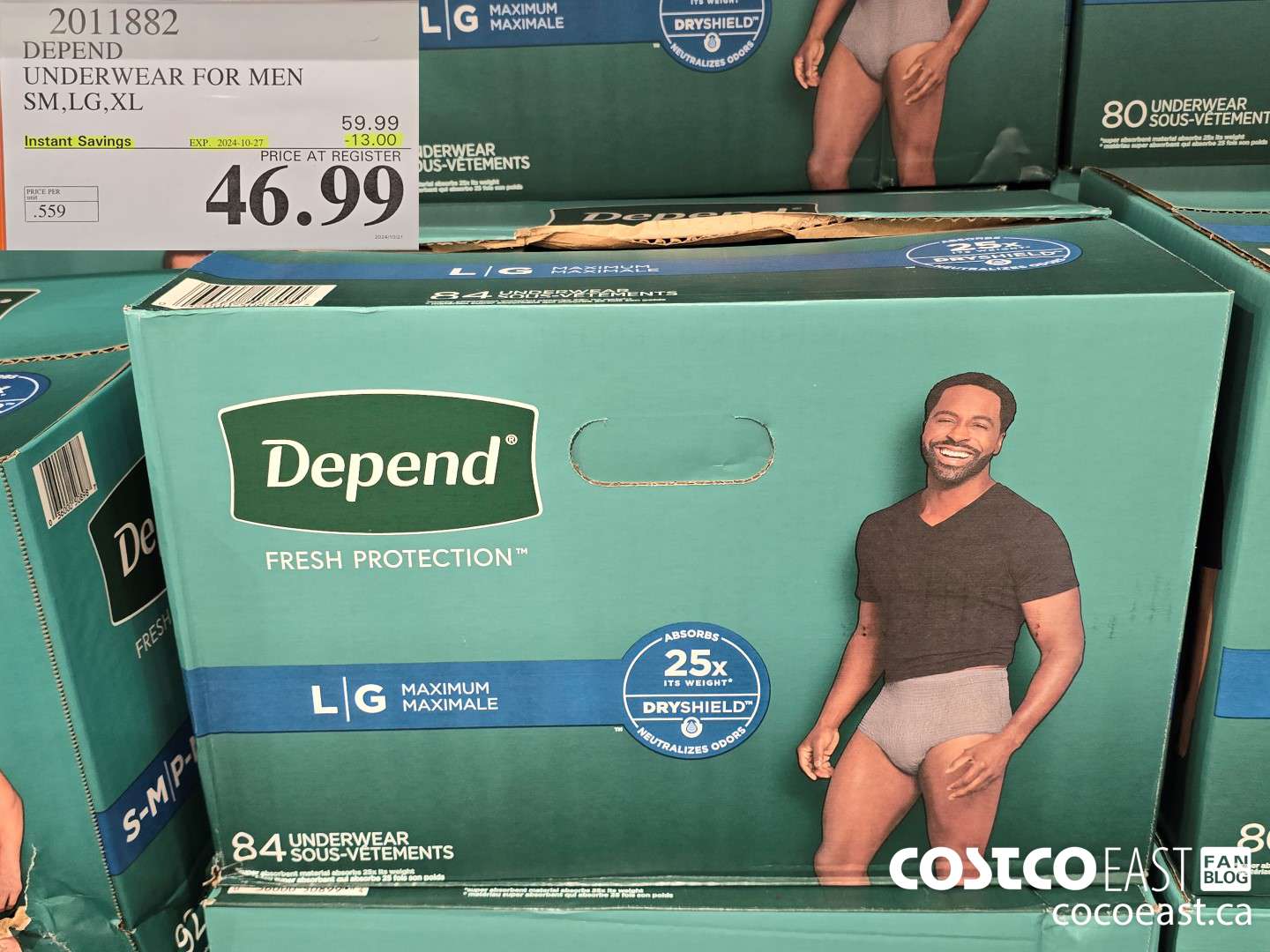 2011882 DEPEND UNDERWEAR FOR MEN SM, LG, XL ($13.00 INSTANT SAVINGS EXPIRES ON 2024-10-27) $46.99
