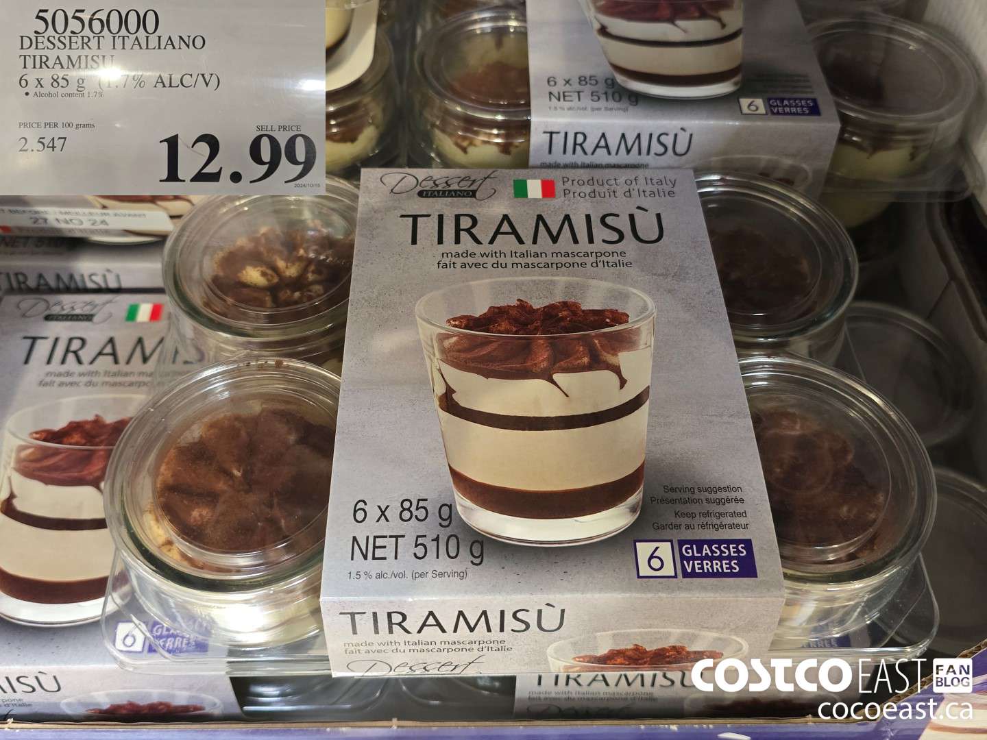 5056000 DESSERT ITALIANO TIRAMISU 6 X 85 G (1.7 ALC/V) $12.99