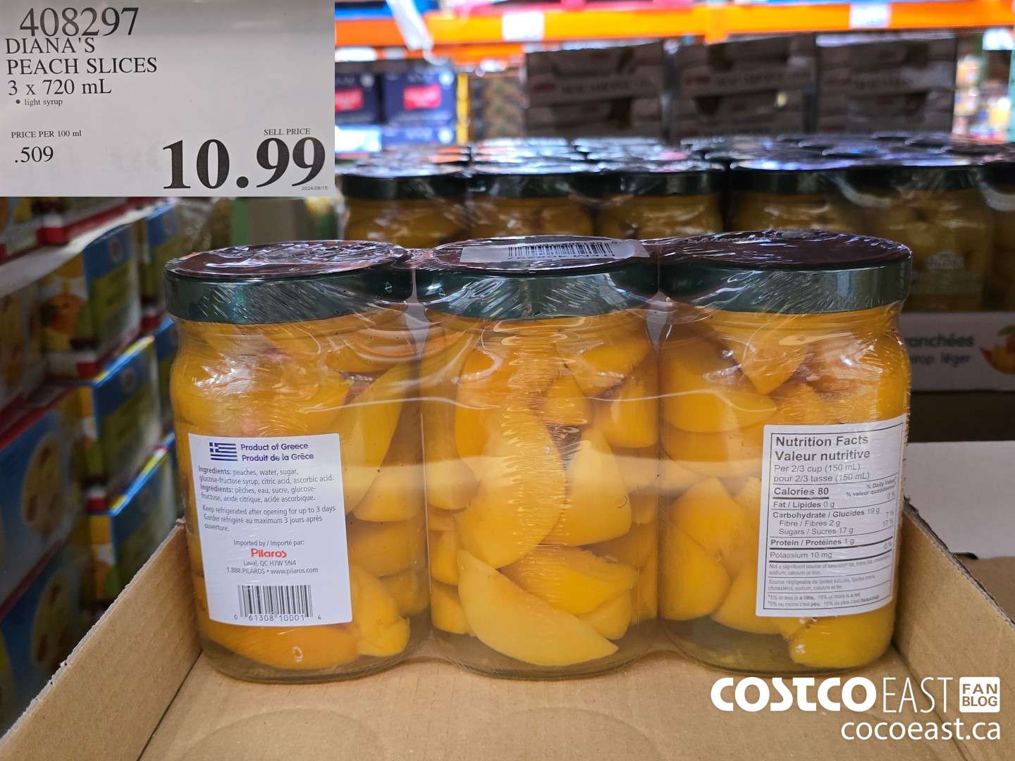 408297 DIANA'S PEACH SLICES 3 x 720 mL $10.99