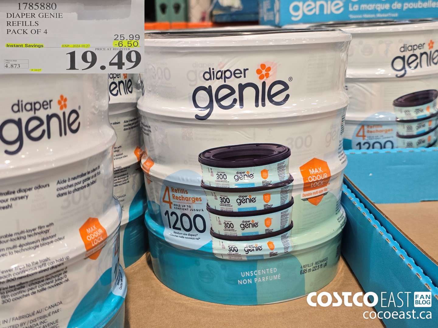 1785880 DIAPER GENIE REFILLS PACK OF 4 ($6.50 INSTANT SAVINGS EXPIRES ON 2024-10-27) $19.49