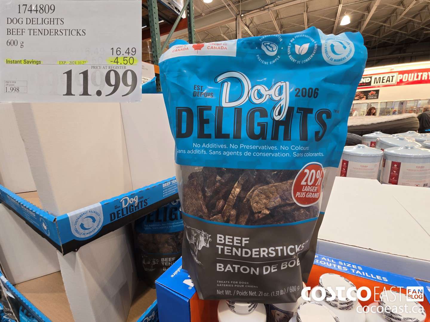 1744809 DOG DELIGHTS BEEF TENDERSTICKS 600 G ($4.50 INSTANT SAVINGS EXPIRES ON 2024-10-27) $11.99