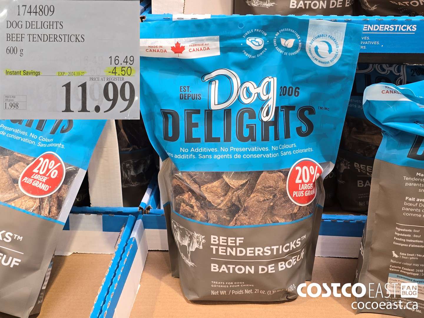 1744809 DOG DELIGHTS BEEF TENDERSTICKS 600 G ($4.50 INSTANT SAVINGS EXPIRES ON 2024-10-27) $11.99