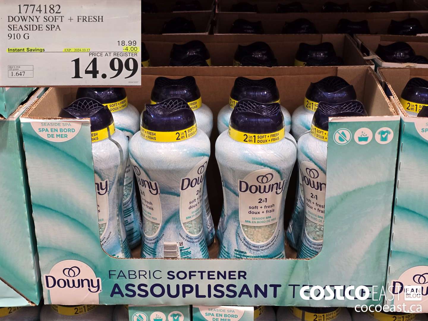 1774182 DOWNY SOFT + FRESH SEASIDE SPA 910 G ($4.00 INSTANT SAVINGS EXPIRES ON 2024-10-13) $14.99