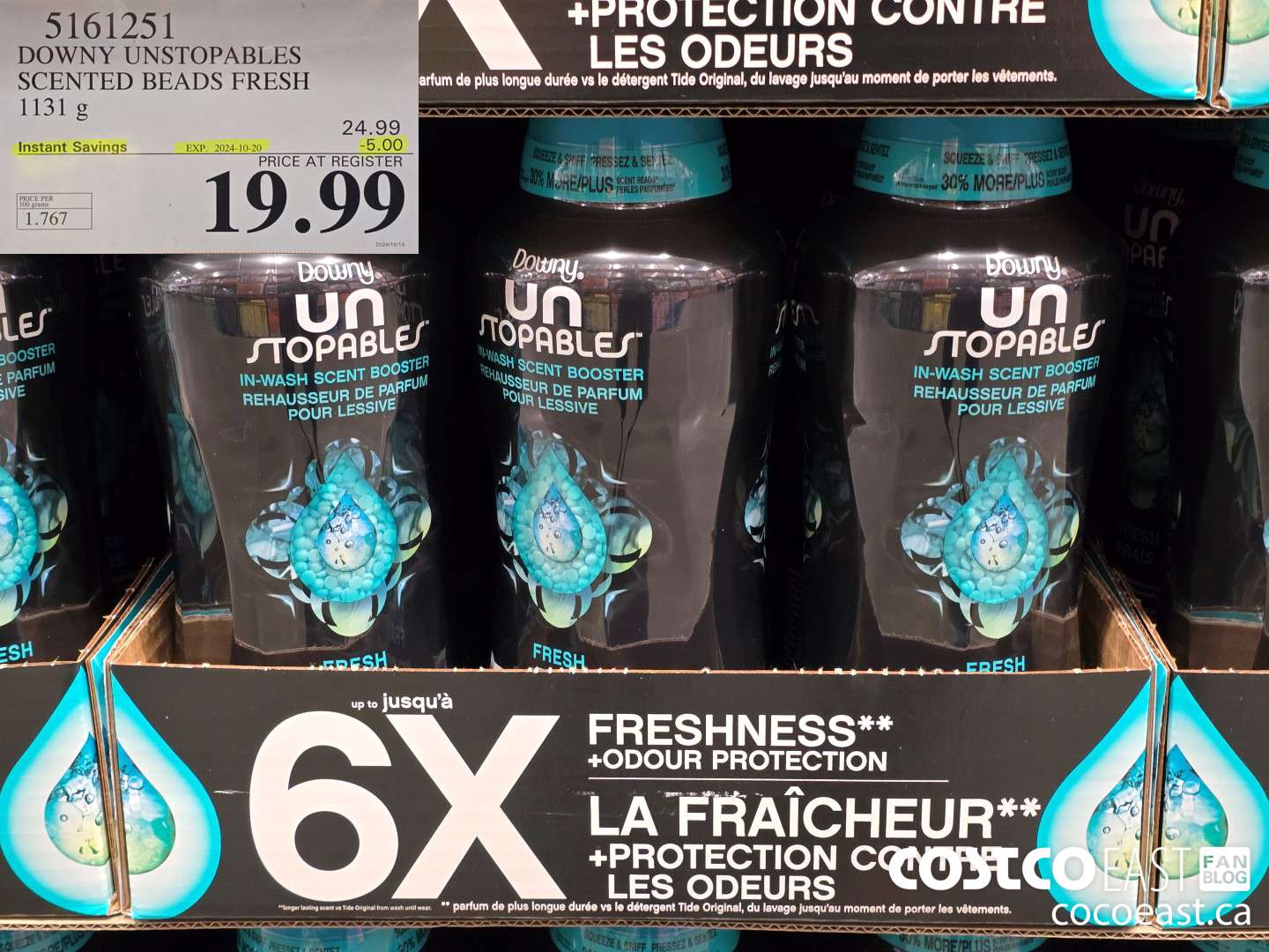 5161251 DOWNY UNSTOPABLES SCENTED BEADS FRESH 1131 G ($5.00 INSTANT SAVINGS EXPIRES ON 2024-10-20) $19.99