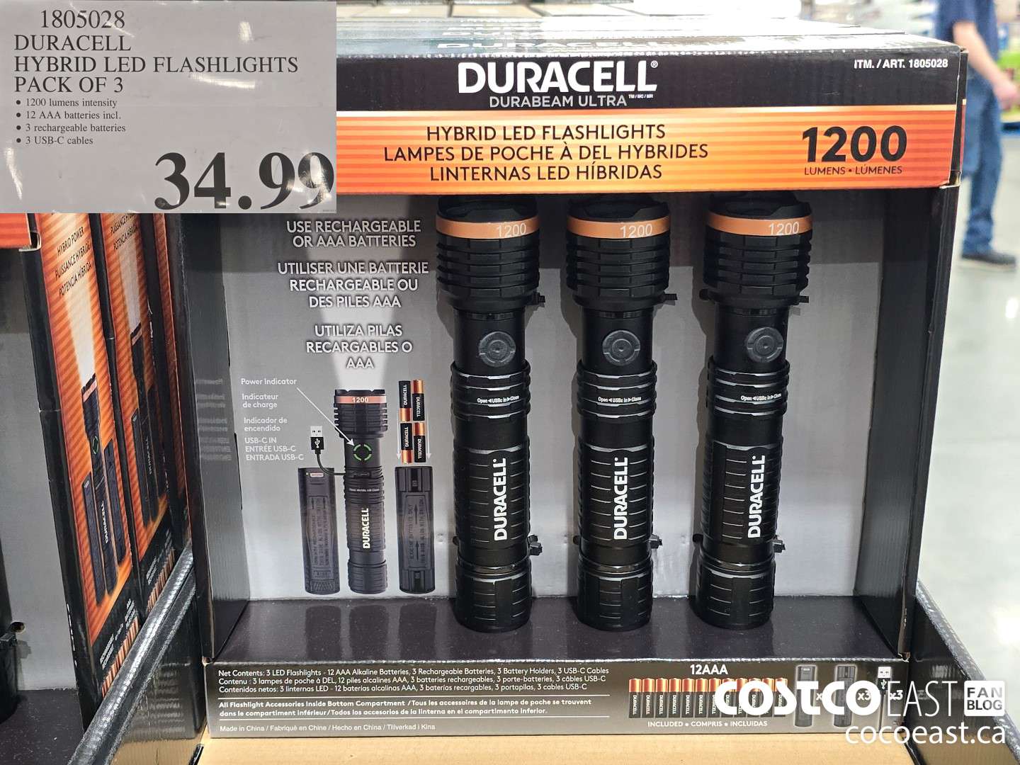 1805028 DURACELL HYBRID LED FLASHLIGHTS 3 PK $34.99