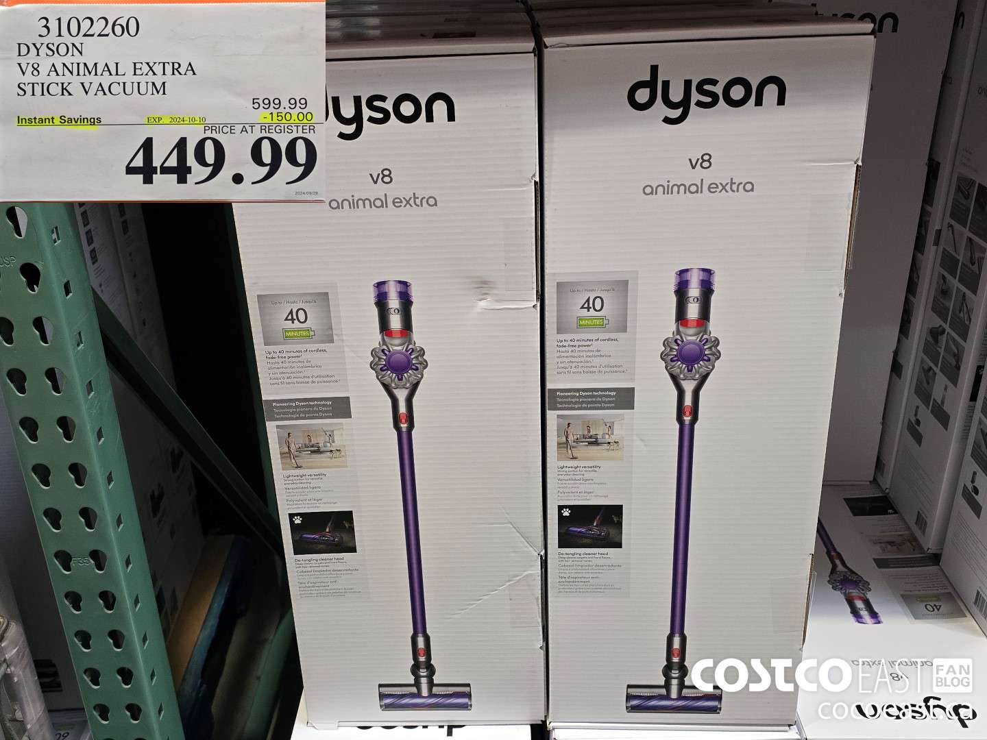 3102260 DYSON V8 ANIMAL EXTRA STICK VACUUM ($150.00 INSTANT SAVINGS EXPIRES ON 2024-10-10) $449.99